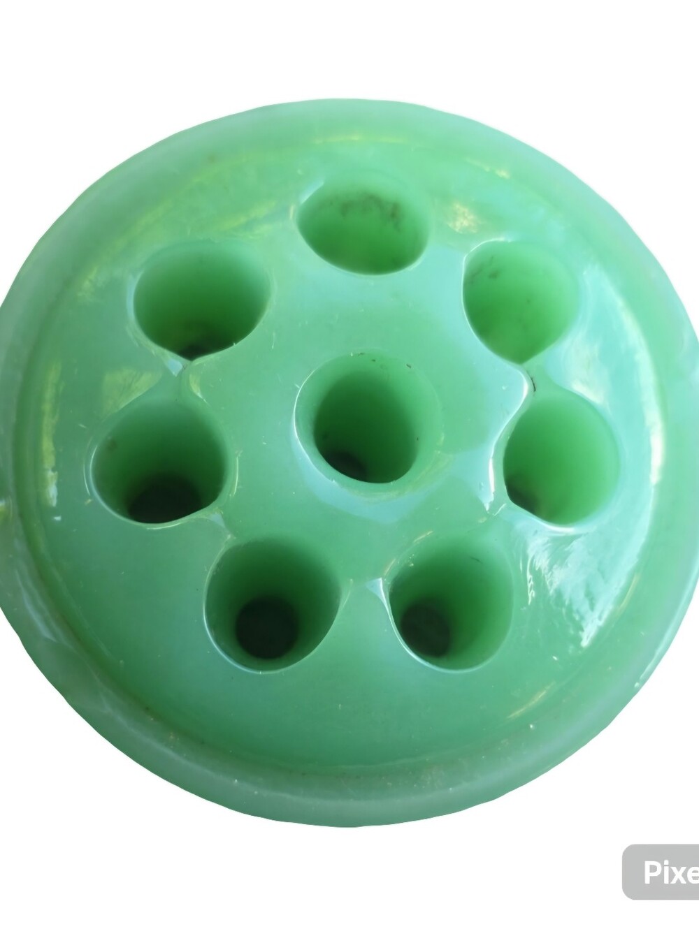 Vintage Jadeite Green Glass Flower Frog, Fenton Art Glass, USA